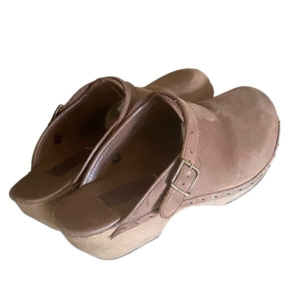 COLORADO Leather Clogs Traditional 2” Wood Heel  Women’s Size 8 Chestnut - Picture 1 of 11